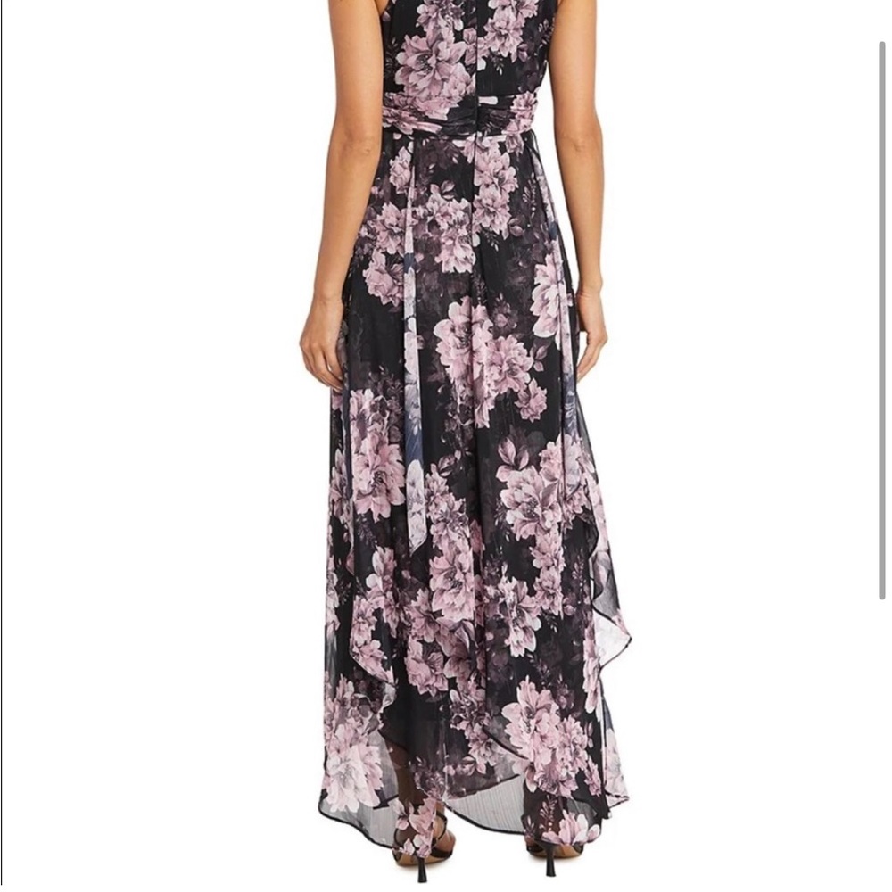 Floral Print Sleeveless Keyhole Halter Neck Ruched Waist Chiffon Dress - Picture 2 of 5